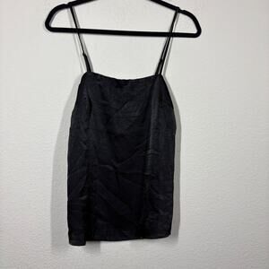Lulu's Womens Size Small Satin Cami Tank Top Black Adjustable Straps